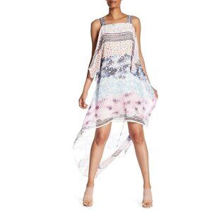 BCBGMAXAZRIA Womens Aaric Floral Hi Lo Asymmetrical Dress Size XS